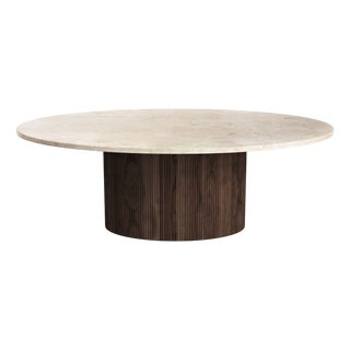 Elliptical Coffee Table Valleyra in Crema Marble from Stone Valley For Sale