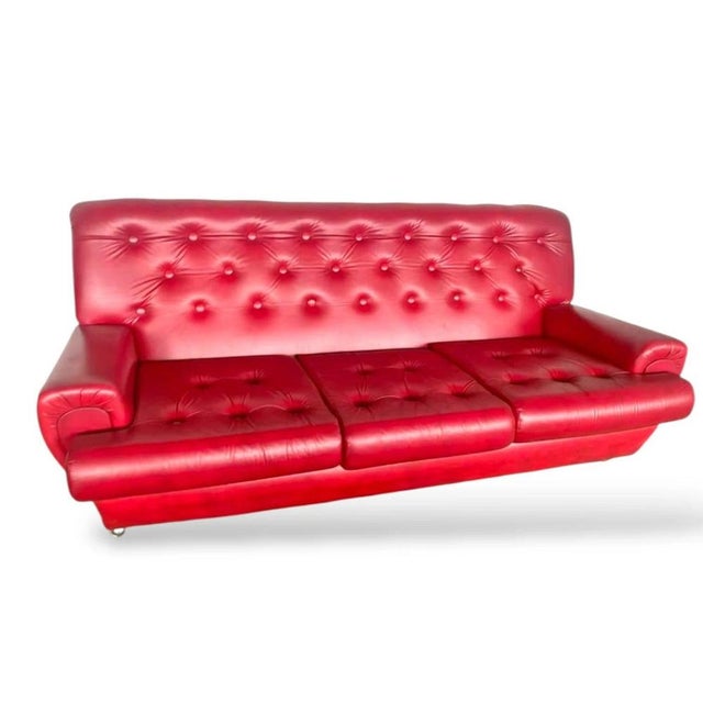 Textile Mid-Century Modern Three-Seater Sofa in Leatherette, 1960s For Sale - Image 7 of 7