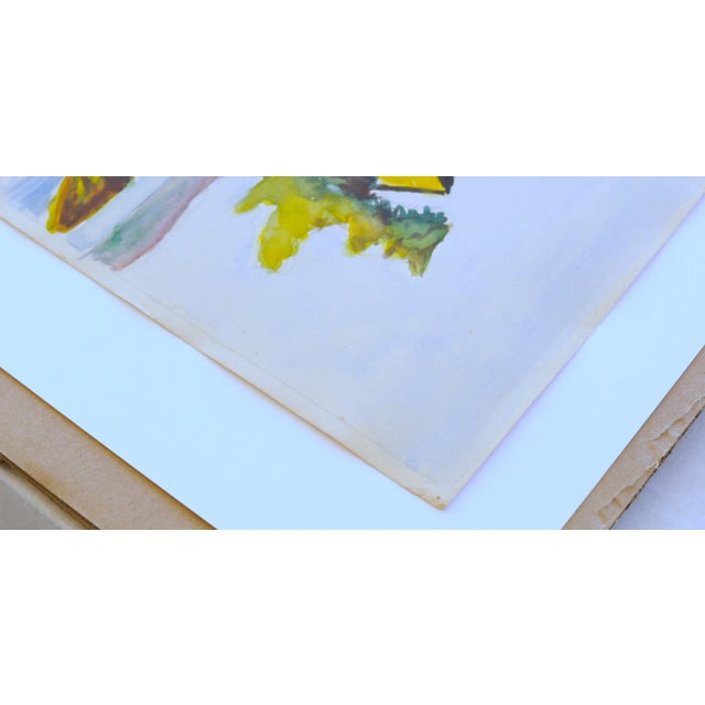 Mid-Century Swedish Folk Art Original Watercolor Painting of a Traditional Half-Timbered House For Sale In San Diego - Image 6 of 7