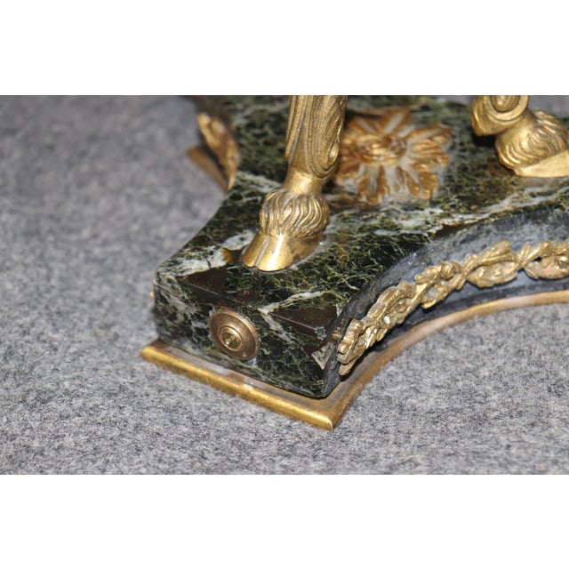 1900s Fine Quality Rams Head Bronze Ormolu French Empire Marble Rams Head Lamps - a Pair For Sale - Image 11 of 13