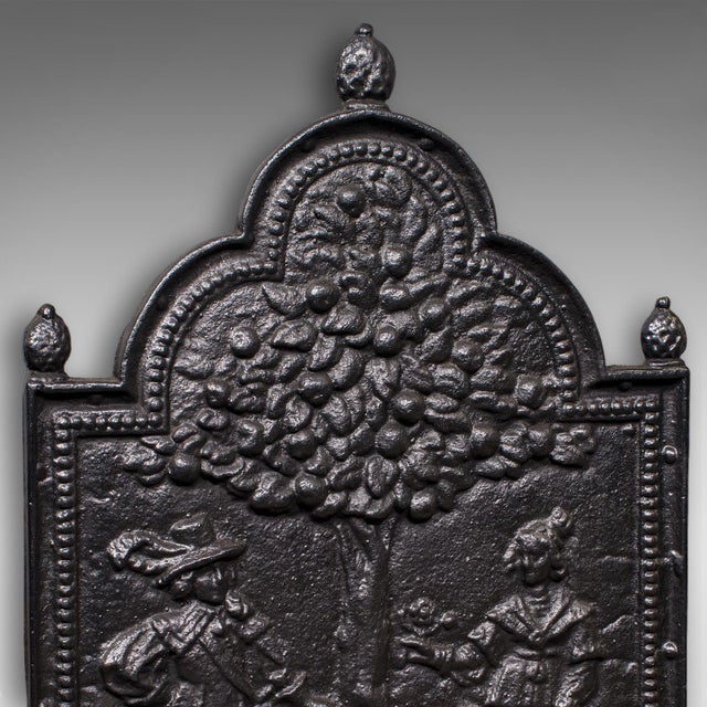 1900 - 1909 Antique Tree of Life Fire Back, English Cast Iron Fireplace Reflector, Victorian For Sale - Image 5 of 8