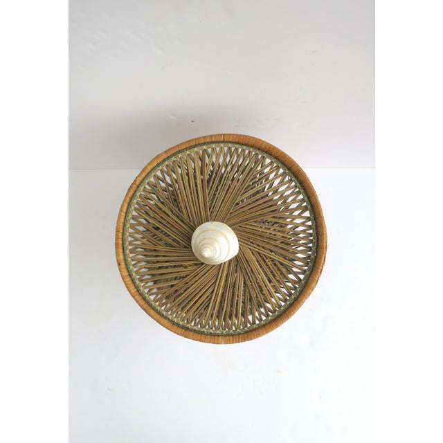 Wood Wicker and Glass Side Drinks Table, Circa Mid-20th Century For Sale - Image 7 of 9