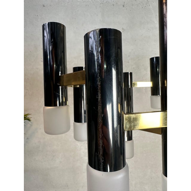 Metal Vintage Black and Gilt Hexagon Chandelier from Boulanger, 1970s For Sale - Image 7 of 11