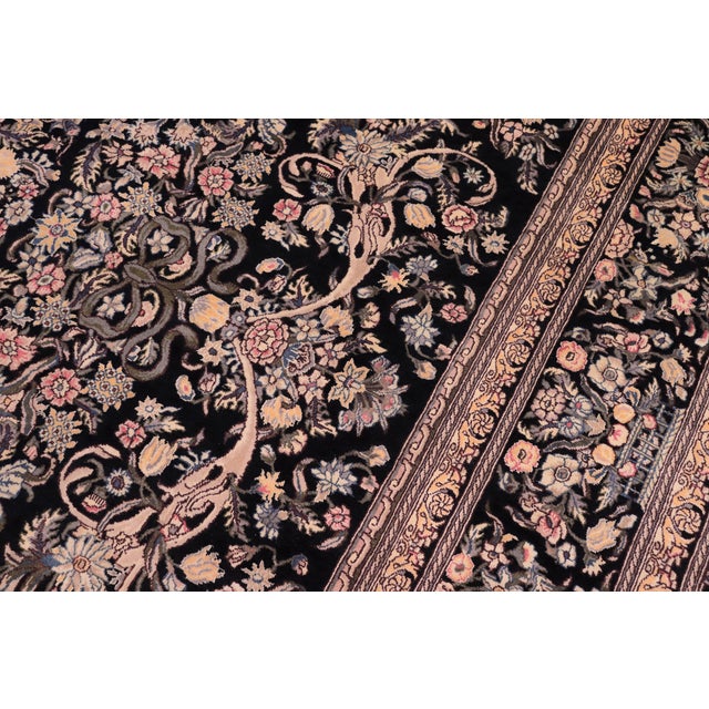 1990s Art Nouveau Pak-Persian Black/Black Wool Rug - 9'2'' X 12'4'' For Sale - Image 5 of 9