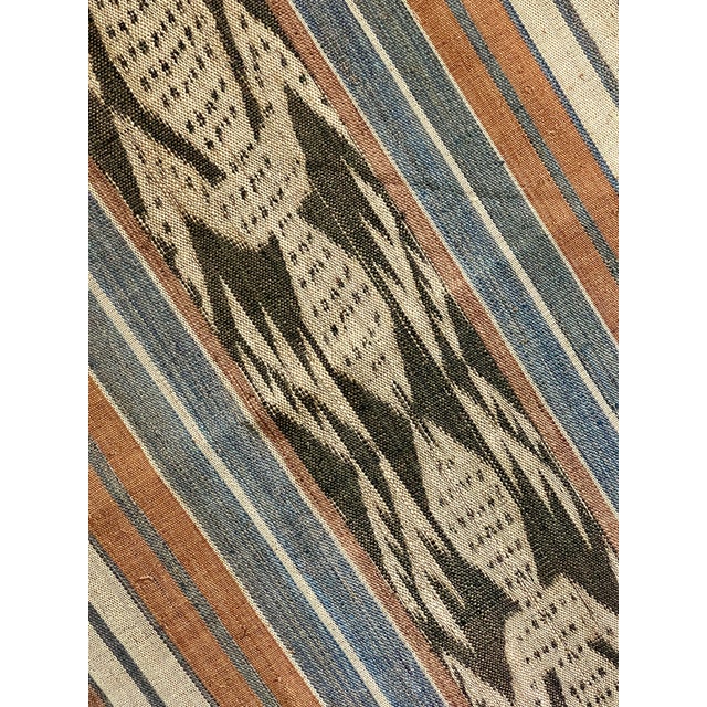 Wood Rare Hand Woven Ikat Indonesian Black, Brown & Blue Fibre Textile Wall Art Panel / Hanging For Sale - Image 7 of 10