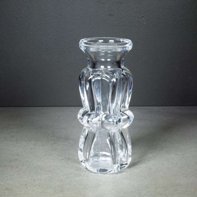 ABOUT Elevate your décor with this stunning mid-century lead crystal vase, a playful masterpiece signed by renowned...