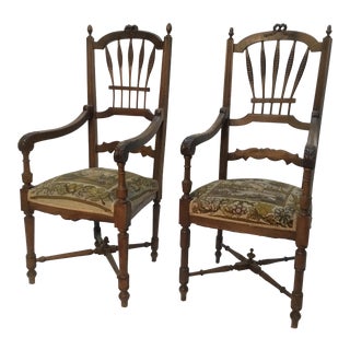 Mid 19th Century Vintage French Provincial Armchairs- A Pair For Sale