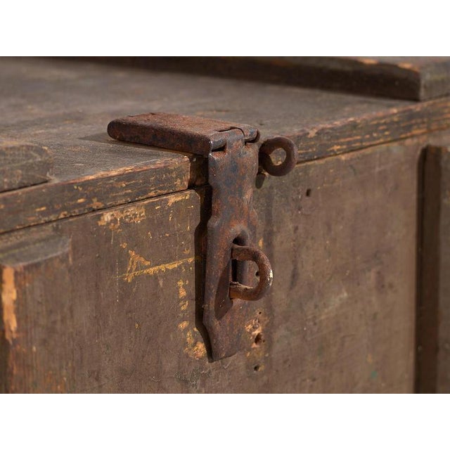 1920s Small Antique Olive Green Chest, 1920s For Sale - Image 5 of 14