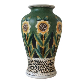 Vintage Pier One Ceramic Sunflower Vase For Sale