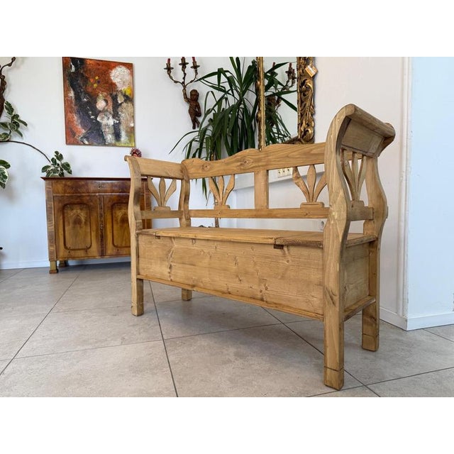Biedermeier Storage Kitchen Bench in Spruce Wood For Sale - Image 3 of 10