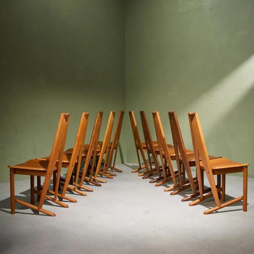 Dining Chairs by Søren Nissen and Ebbe Gehl for Seltz, France, 1980s, Set of 10 For Sale - Image 3 of 12