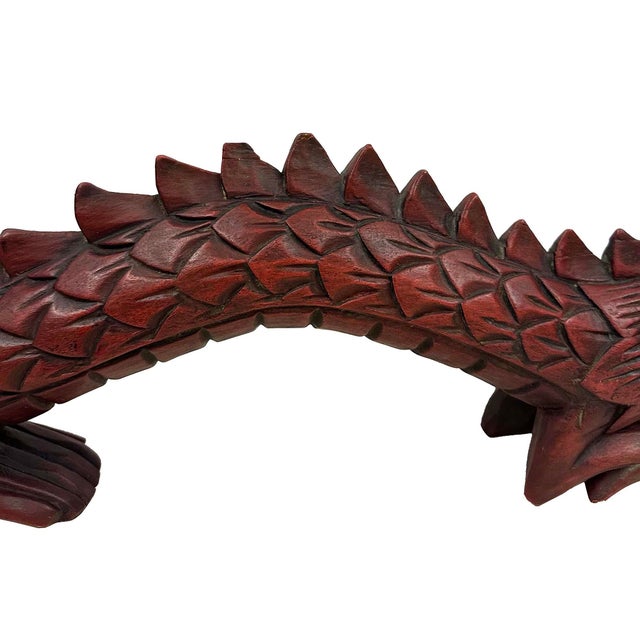 Vintage Chinese Hand Carved Wooden Dragon Sculpture For Sale - Image 9 of 10