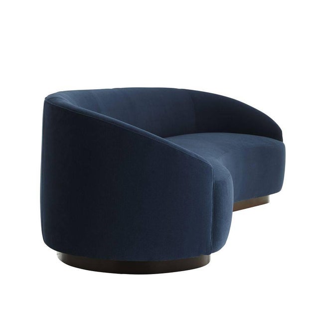 Abstract Arteriors Home Turner Sofa Indigo Velvet Dark Walnut For Sale - Image 3 of 4