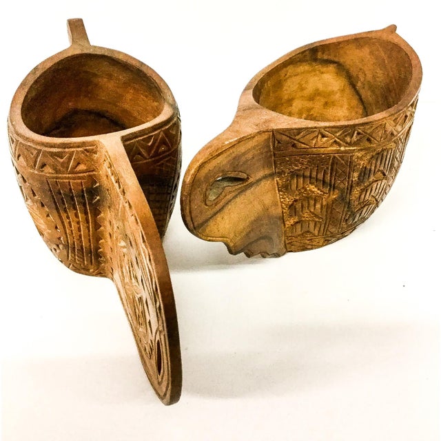 Hand Wood Carved Vintage Ritual Cups - A Pair For Sale In Portland, ME - Image 6 of 11
