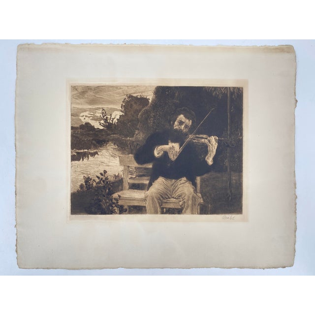 Bernhard Pankok, Art Nouveau Violin Player, 1896, Etching For Sale - Image 9 of 9
