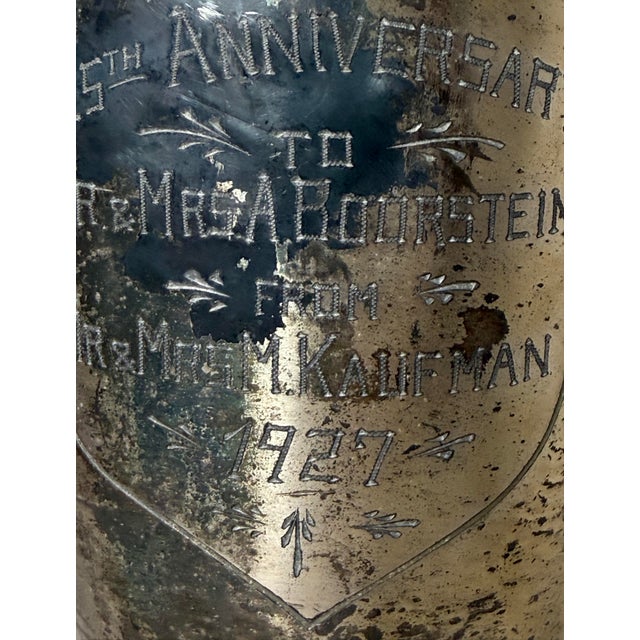 Up for sale is a large antique 1927 silverplate presentation trophy cup. This exquisite trophy features dual handles, a...