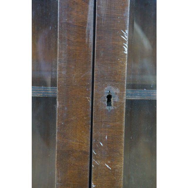 Wood Antique Art Deco Mahogany Curio Cabinet Bookcase Console 42" For Sale - Image 7 of 18
