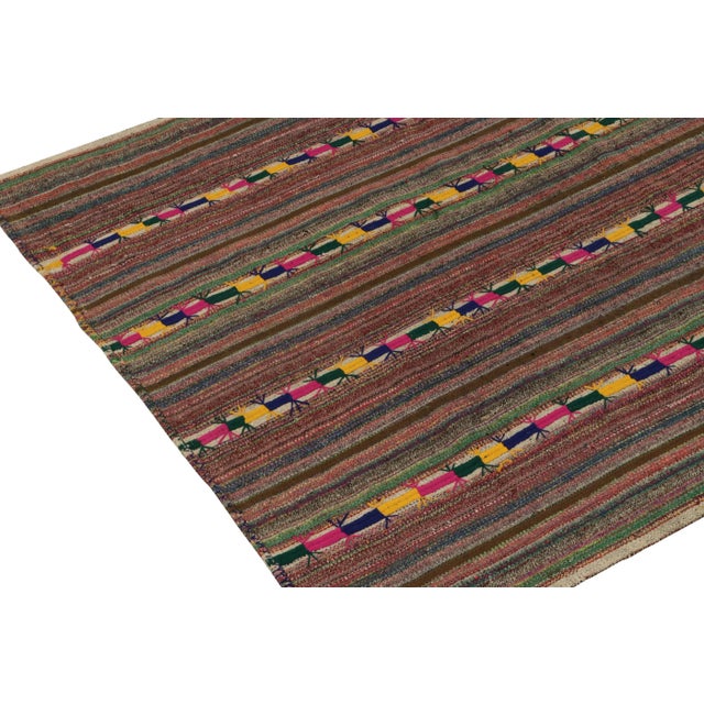 1950s 1950s Vintage Chaput Kilim in Colorful Pattern, Stripes Gradient by Rug & Kilim For Sale - Image 5 of 6