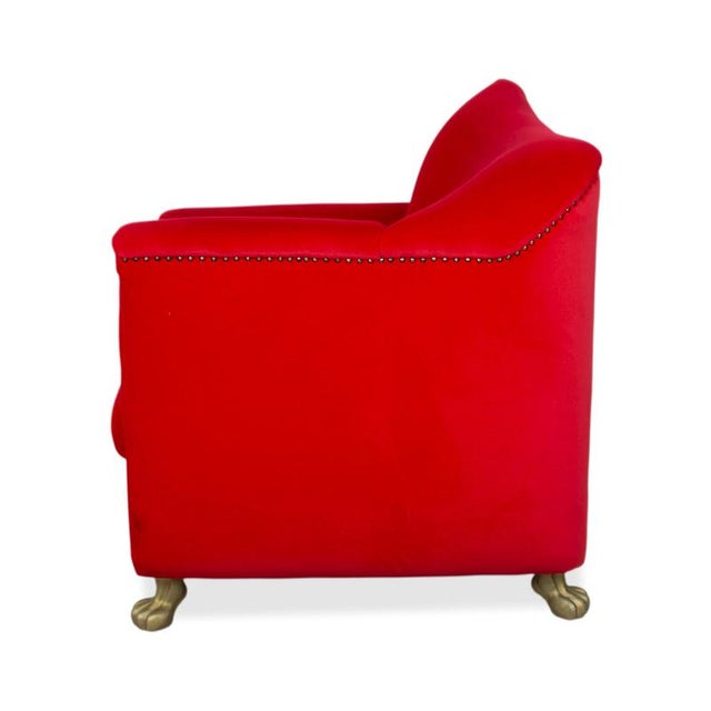 Gaudi Armchair in Red Velvet with Lions Paws from Bretz For Sale - Image 11 of 13
