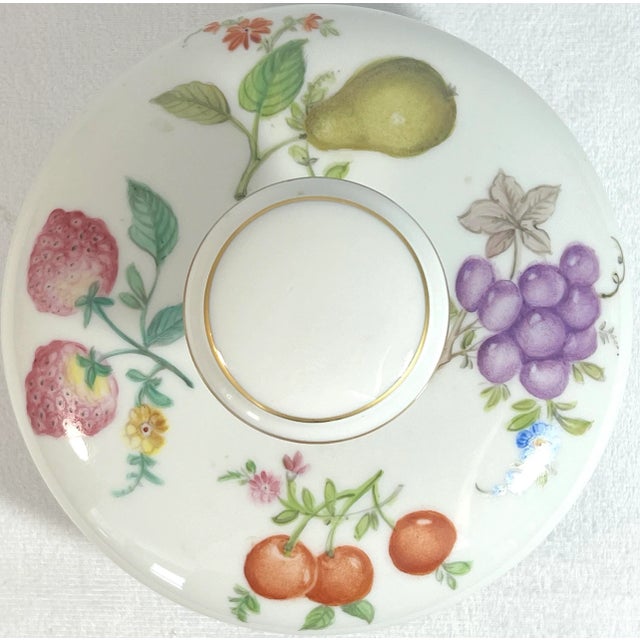 Limoges White Porcelain Summer Fruits & Wild Flowers Lidded Hand Painted Cannister Jar, Artist Signed, France For Sale In Tampa - Image 6 of 11