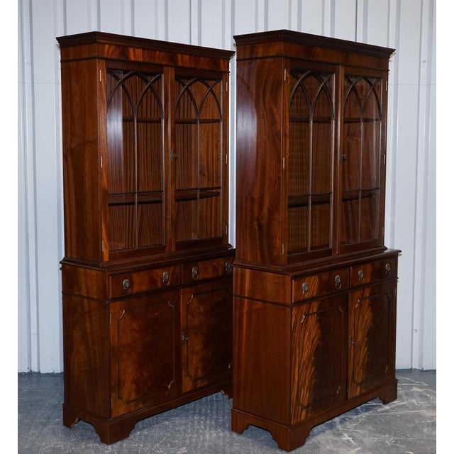 Georgian Display Cabinets with Brass Lion Handles, Set of 2 For Sale - Image 3 of 18