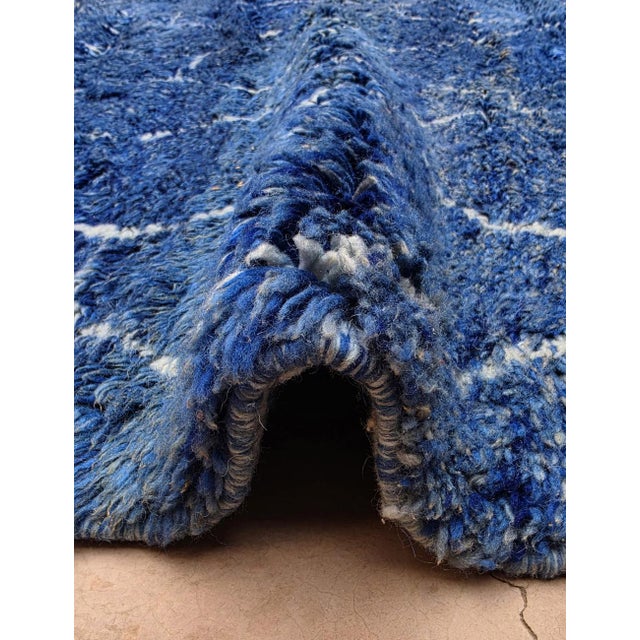 Blue Moroccan Beni MRirt Rug - 13.5 X 10.1 Ft For Sale In Cleveland - Image 6 of 6