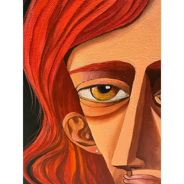 Large Cubist Portrait Oil Painting by Carlos Comesañas, 20th Century For Sale - Image 12 of 14