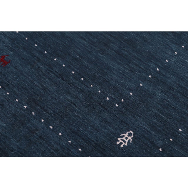 Modern Boho Chic Gabbeh Blue/White Wool Rug - 8'10''x11'10'' For Sale - Image 3 of 10