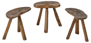 Italian Primitive Wooden Stools, 1950s, Set of 3