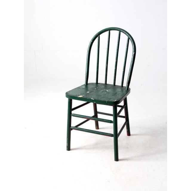 Farmhouse Vintage Green Windsor Style Farmhouse Chair For Sale - Image 3 of 12
