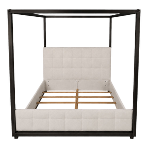 Modern Canopy Cal King Bed With Upholstered Inset.