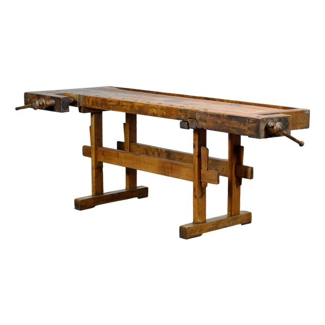 Vintage Oak Carpenters Workbench, 1920 For Sale