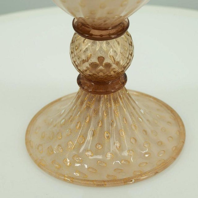 Large Submerged Balloton Footed Vase and Plate in Powder Pink and Cream Murano Glass, 1999, Set of 2 For Sale - Image 3 of 17