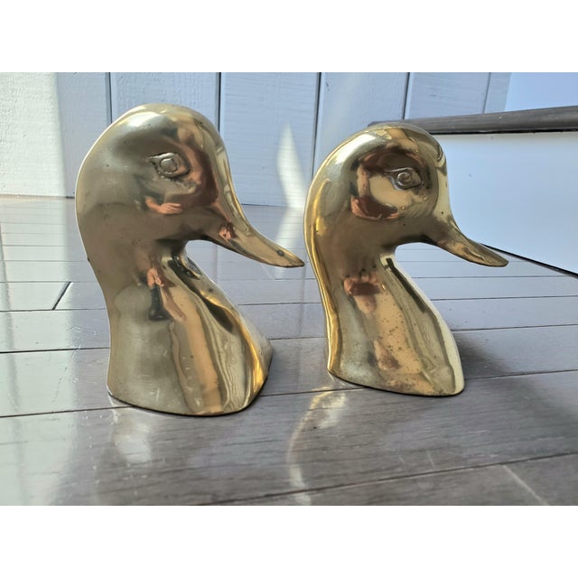 Mid Century Brass Duck Bookends For Sale - Image 4 of 5