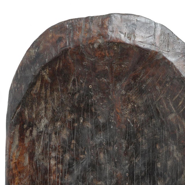 Antique Large Naga Tribal Rustic Wood Bowl For Sale - Image 4 of 4
