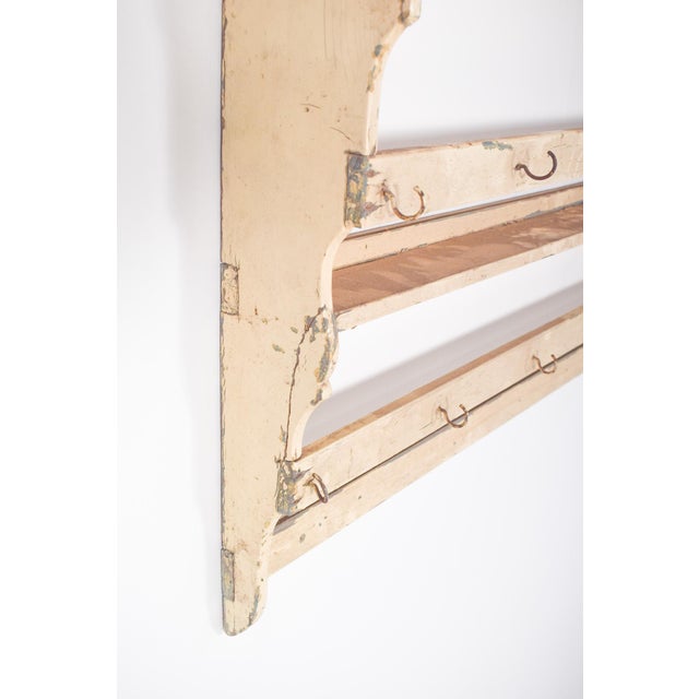 Wood Portuguese White-Painted Plate Rack with Hooks, 1950 For Sale - Image 7 of 8