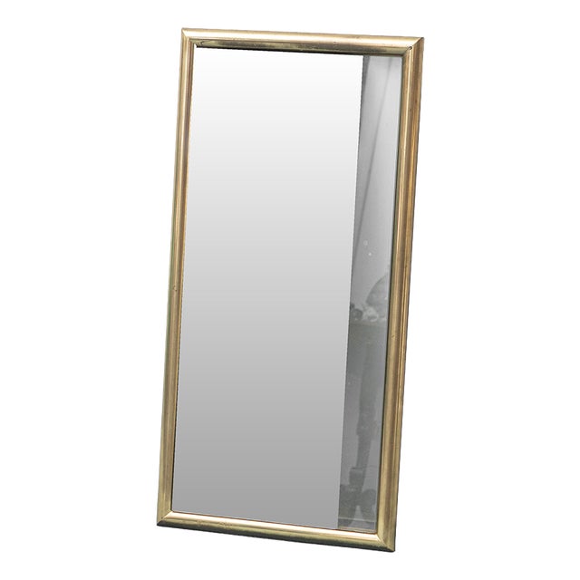 Wall Mirror with Brass Frame, 1970s For Sale