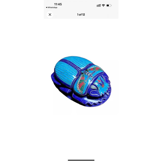 Royal Handmade Egyptian Pharaonic Scarab - Lapis & Turquoise Inlay For Sale - Image 6 of 9