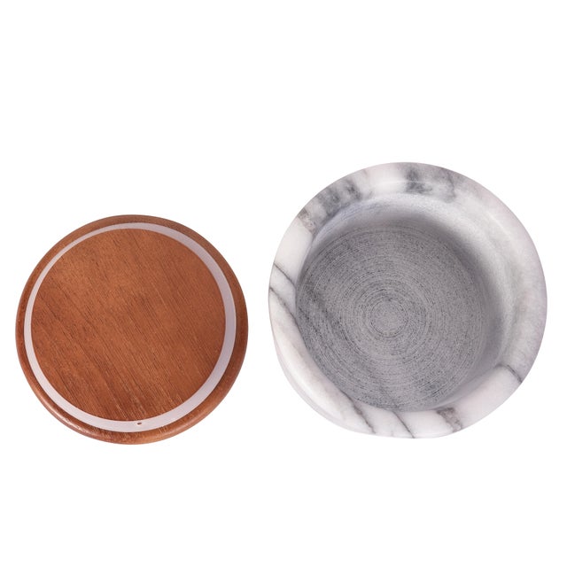Introducing our stunning Marble Cylinder Canister Wood Top Sealed, the ideal upgrade for your storage needs and home...
