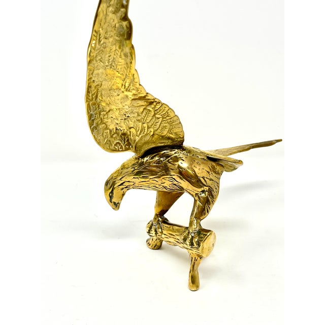 Mid-Century Solid Brass Tabletop Bald Eagle Sculpture | Chairish