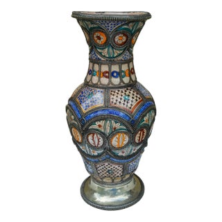 Antique Moorish Vase With Filigree For Sale