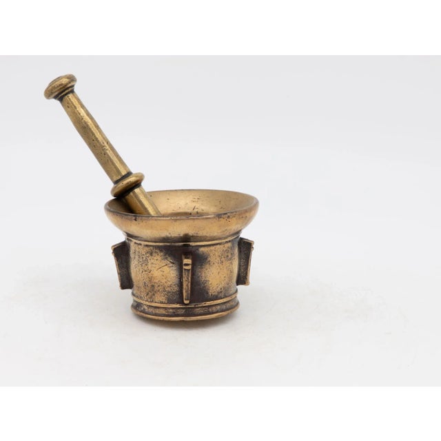 French Antique Vintage Brass Mortar and Pestle For Sale - Image 3 of 8