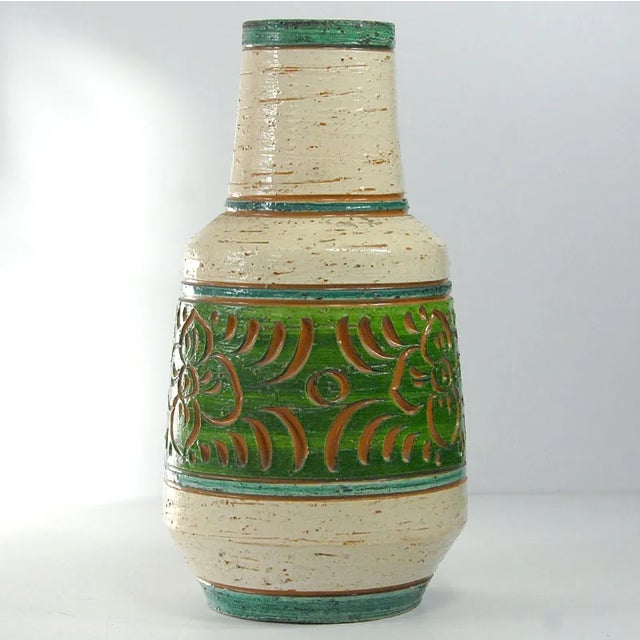 Mid-Century Sgraffito Ceramic Vase, 1970s., in Very Good conditions. Designed 1970 to 1979