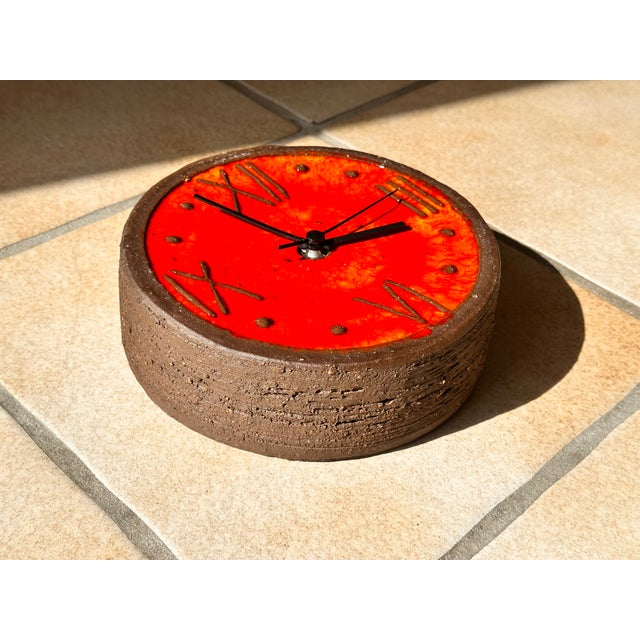 Brutalist Ceramic Wall Clock with Junghans Movement from Krösselbach, Germany, 1960s For Sale - Image 6 of 12