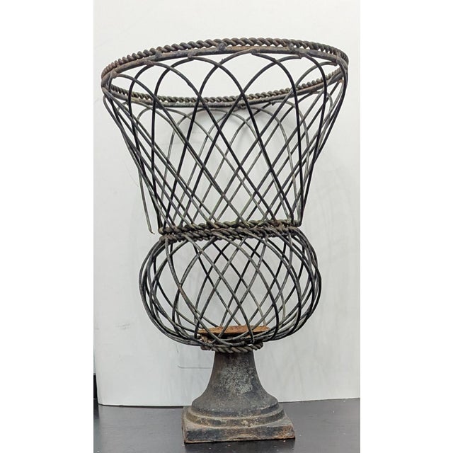 Vintage Iron French Garden Urn For Sale - Image 4 of 5