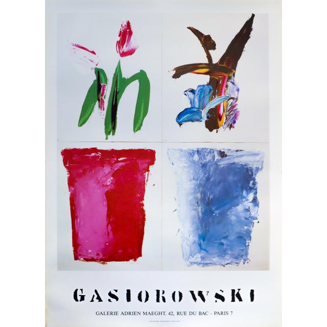 1995 French Exhibition Poster, Gerard Gasiorowski, Pots De Fleurs 115-116 For Sale