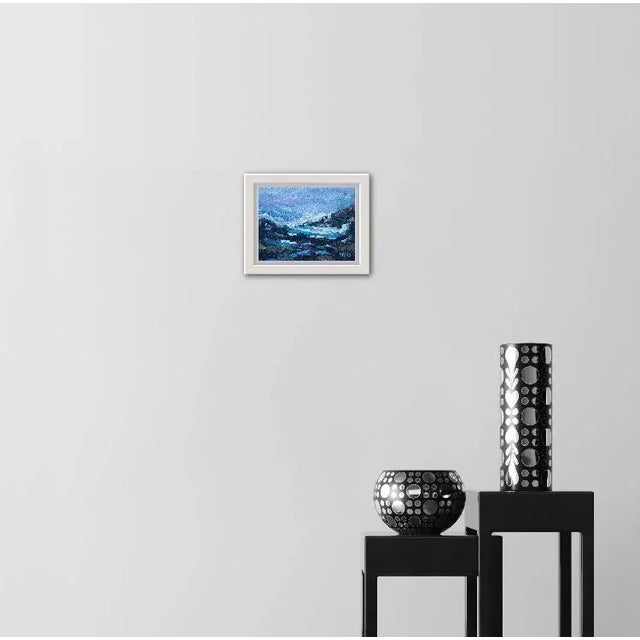 Quiet Places & Coastal— Abstract Seascape Original oil painting by Haas, 12 x 9 unframed masonite panel, signed. A modern...