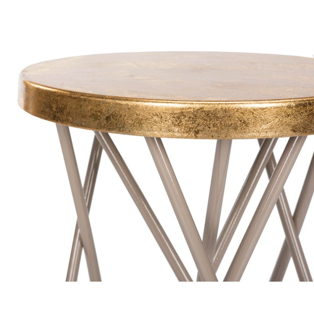 Counter Stool in Beige & Gold For Sale - Image 4 of 7