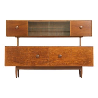 Large Mid Century Credenza and Hutch For Sale