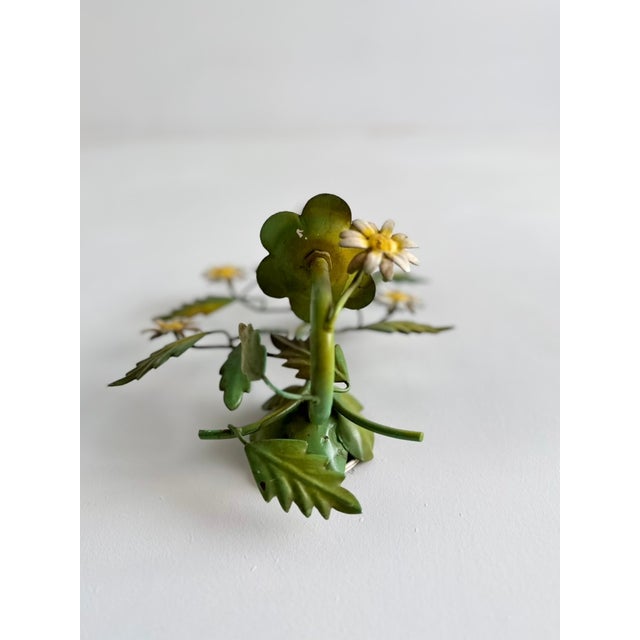 French Tole Painted Daisy Floral Wall Sconces, 1970, Set of 2 For Sale - Image 16 of 18